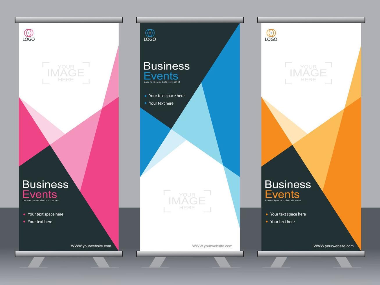 Business banner roll up set standee banner template. vector