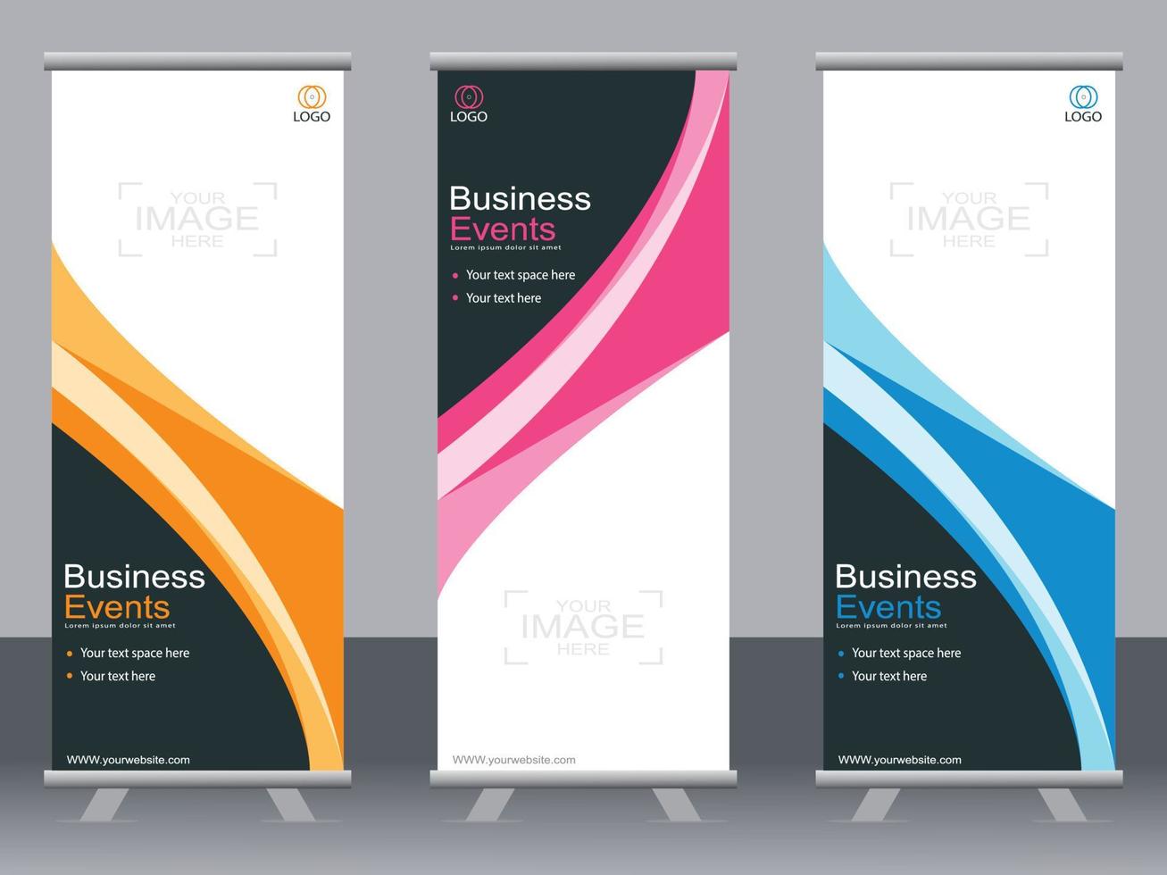 Business banner roll up set  standee banner template  Modern banner. vector