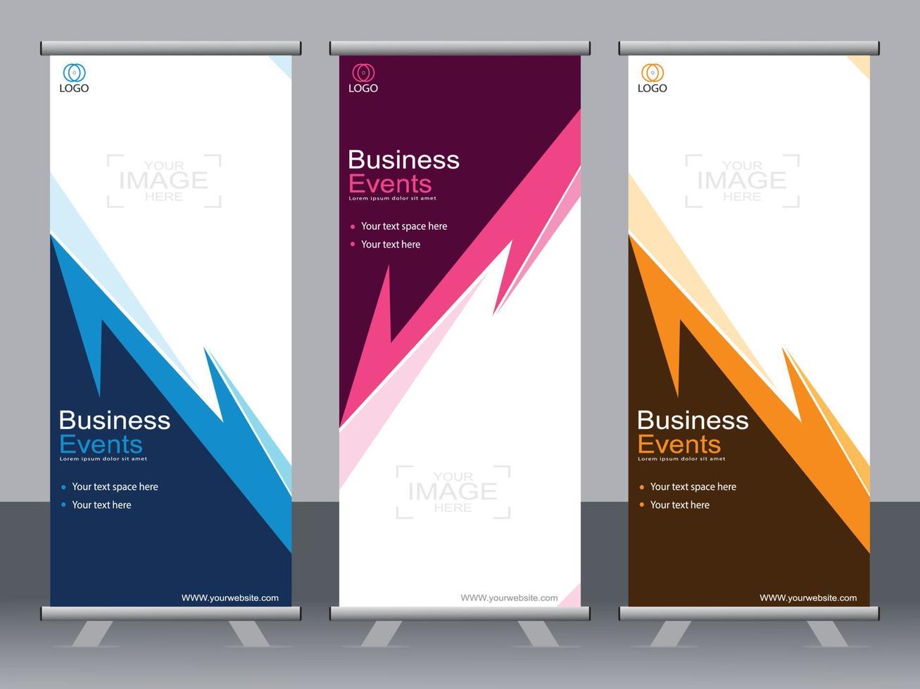 Business banner roll up set standee banner template. vector