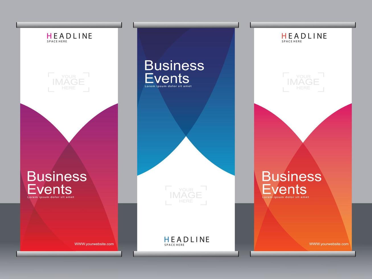 Business banner roll up set standee banner template. vector