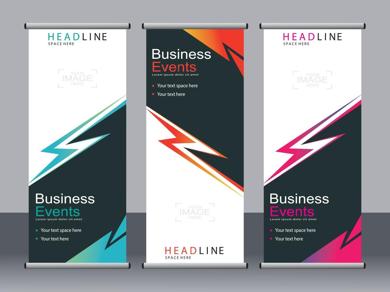 Business banner roll up set standee banner template. vector