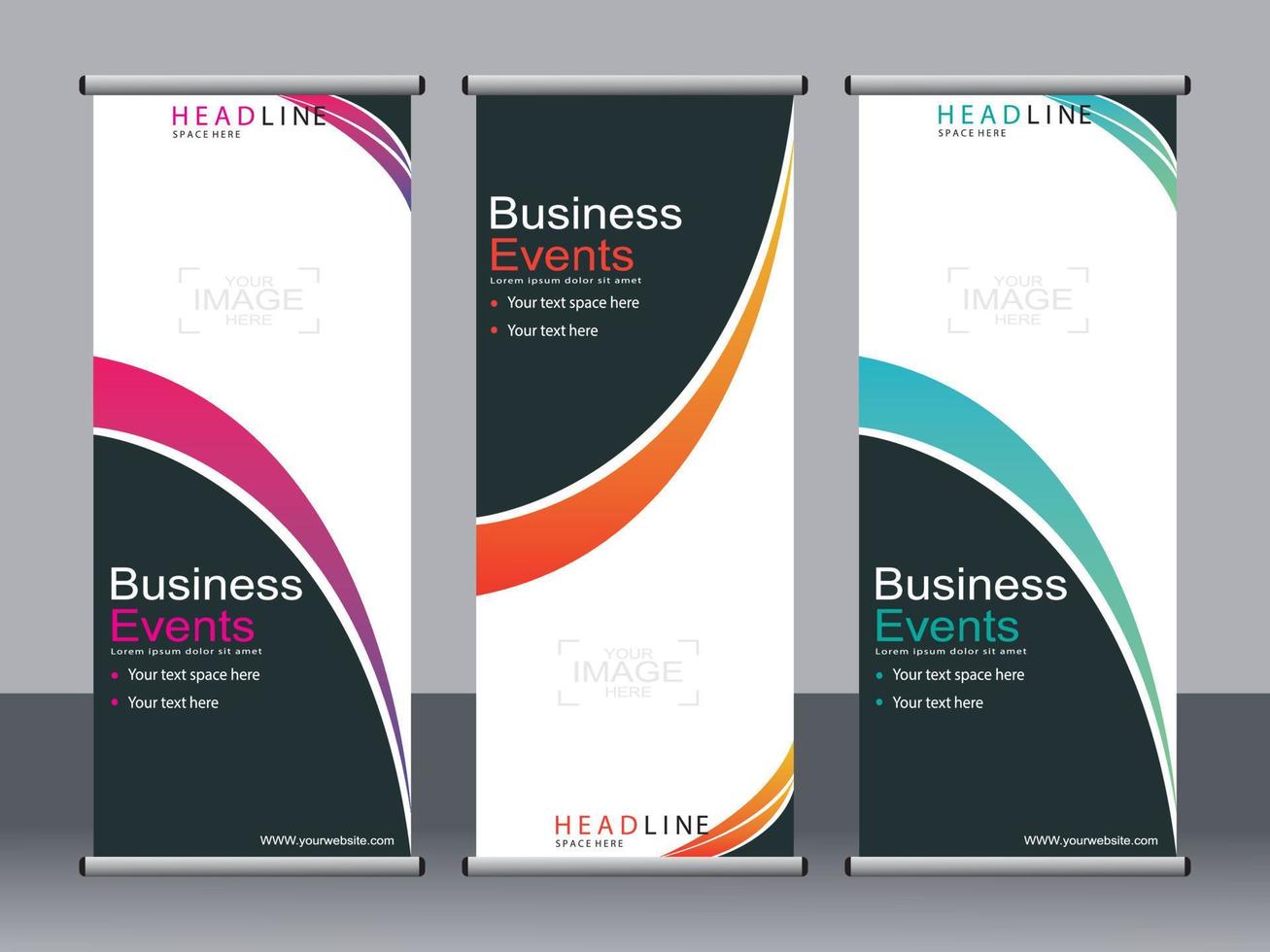 Business banner roll up set standee banner template. vector