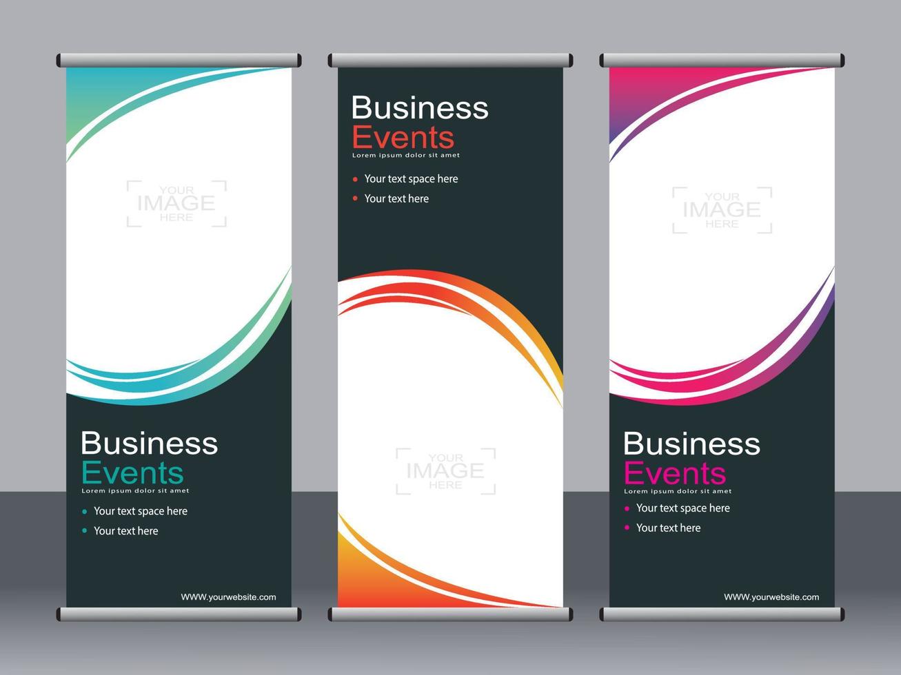 Business banner roll up set standee banner template. vector