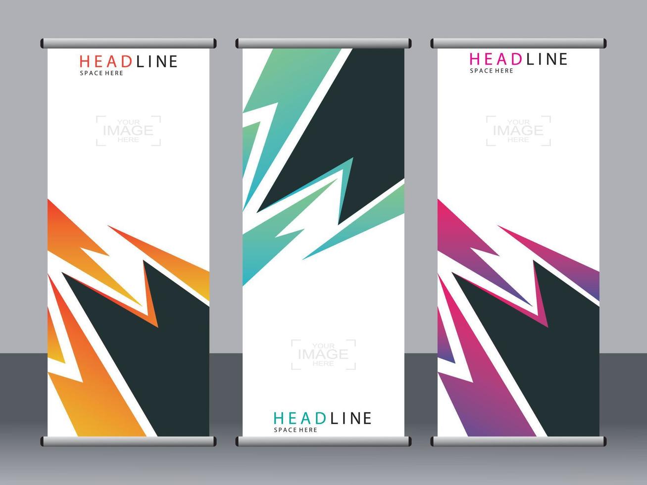 Business banner roll up set standee banner template. vector