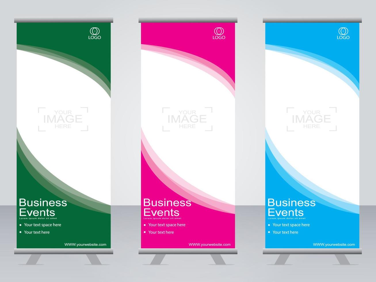 Business banner roll up set  standee banner template. vector