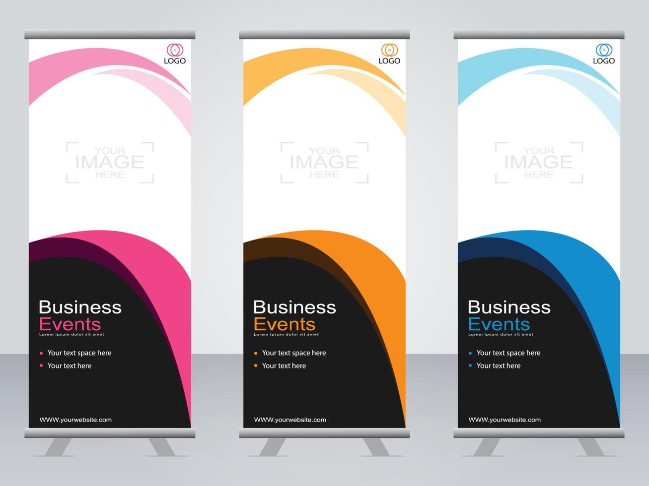 Business banner roll up set  standee banner template. vector