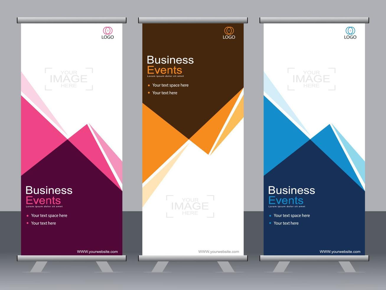 Business banner roll up set standee banner template. vector