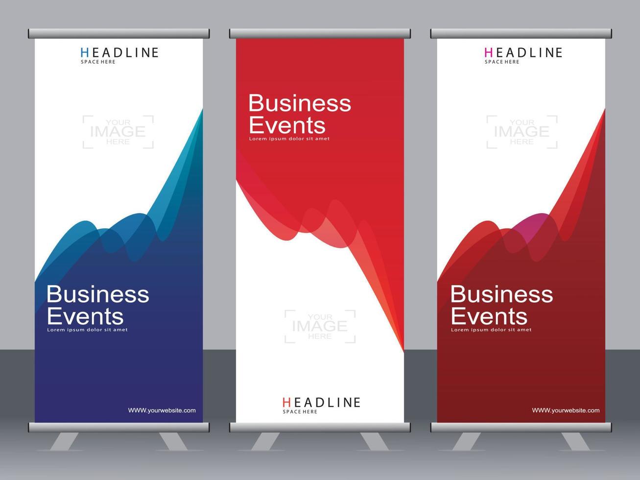 Business banner roll up set standee banner template. vector