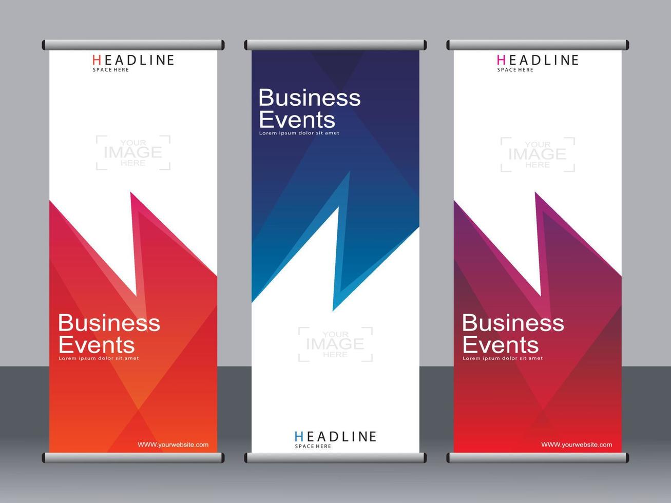 Business banner roll up set,standee banner template. vector