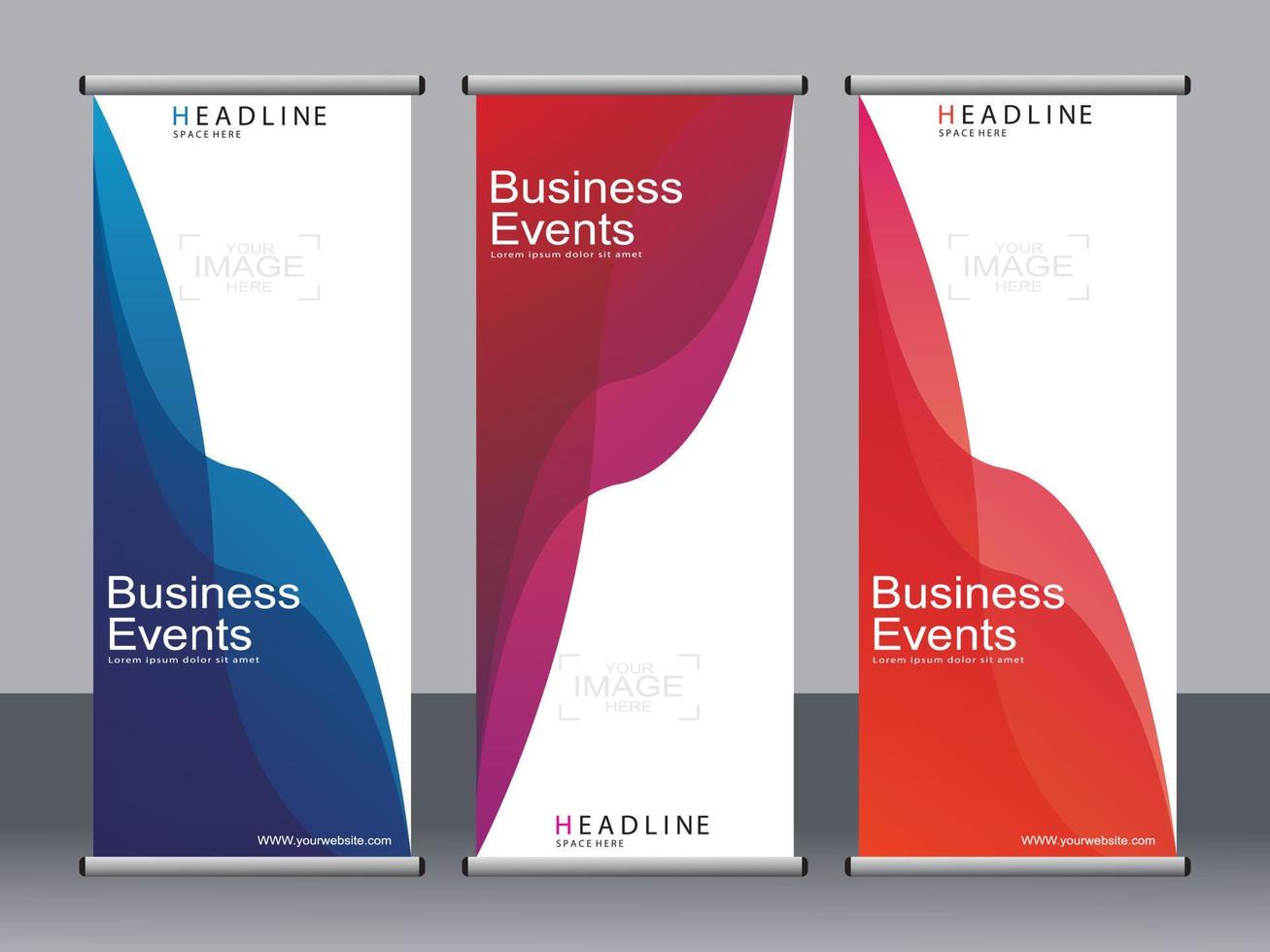 Business banner roll up set,standee banner template. vector