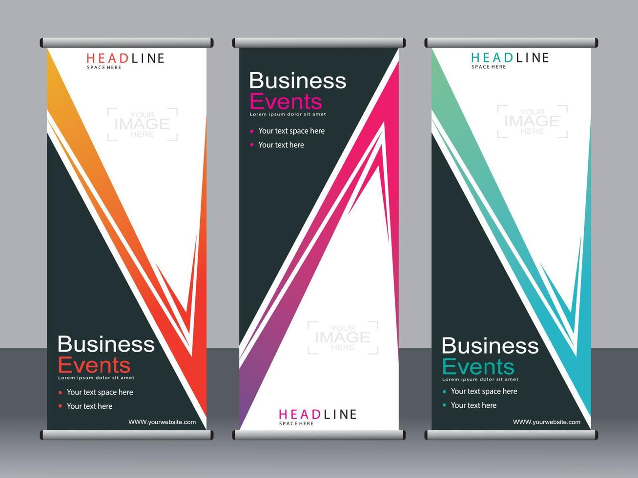 Business banner roll up set standee banner template. vector