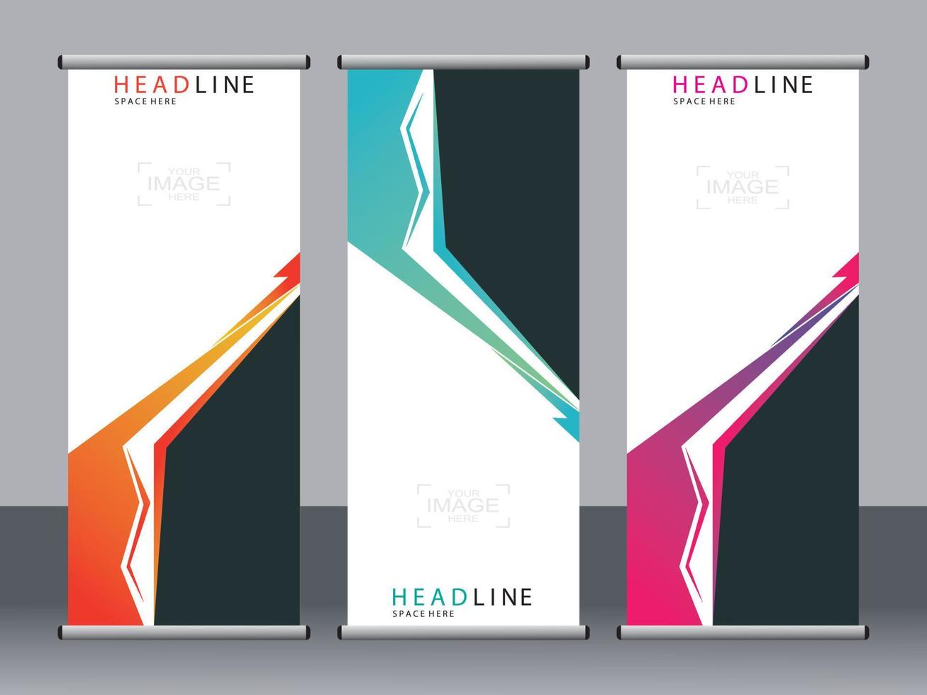 Business banner roll up set standee banner template. vector