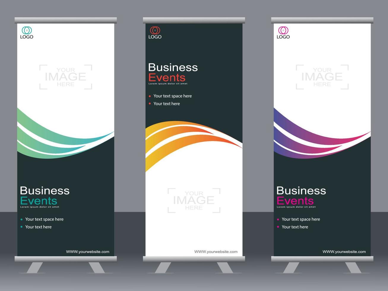 Business banner roll up set  standee banner template. vector