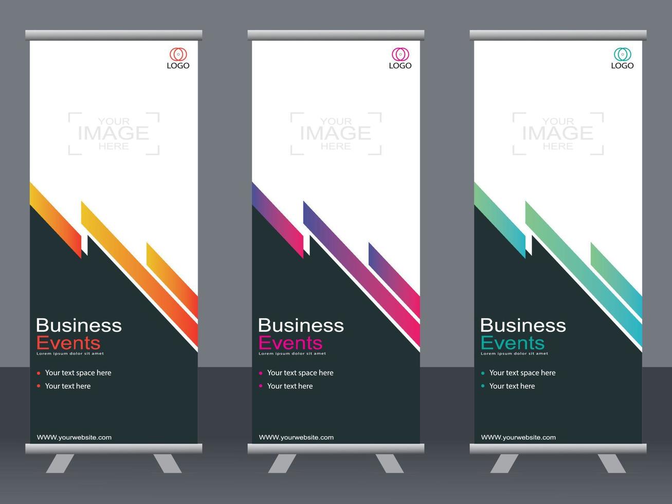 Business banner roll up set  standee banner template. vector