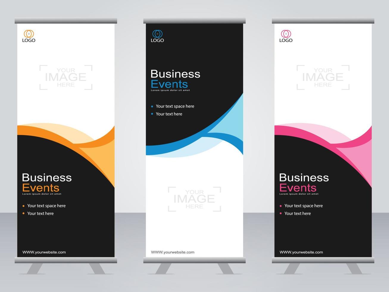 Business banner roll up set  standee banner template. vector