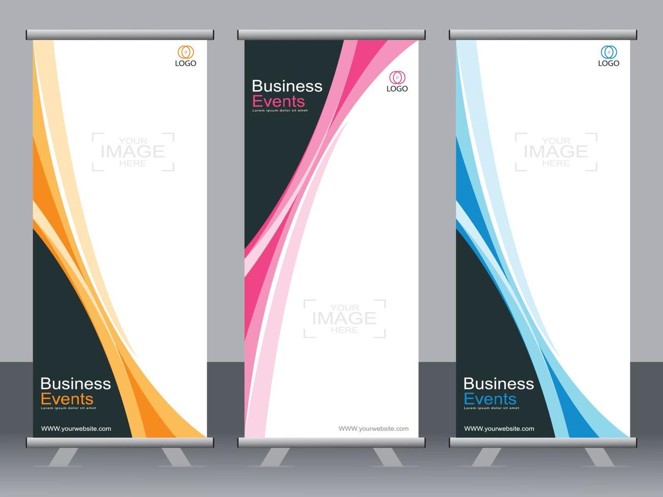 Business banner roll up set standee banner template. vector