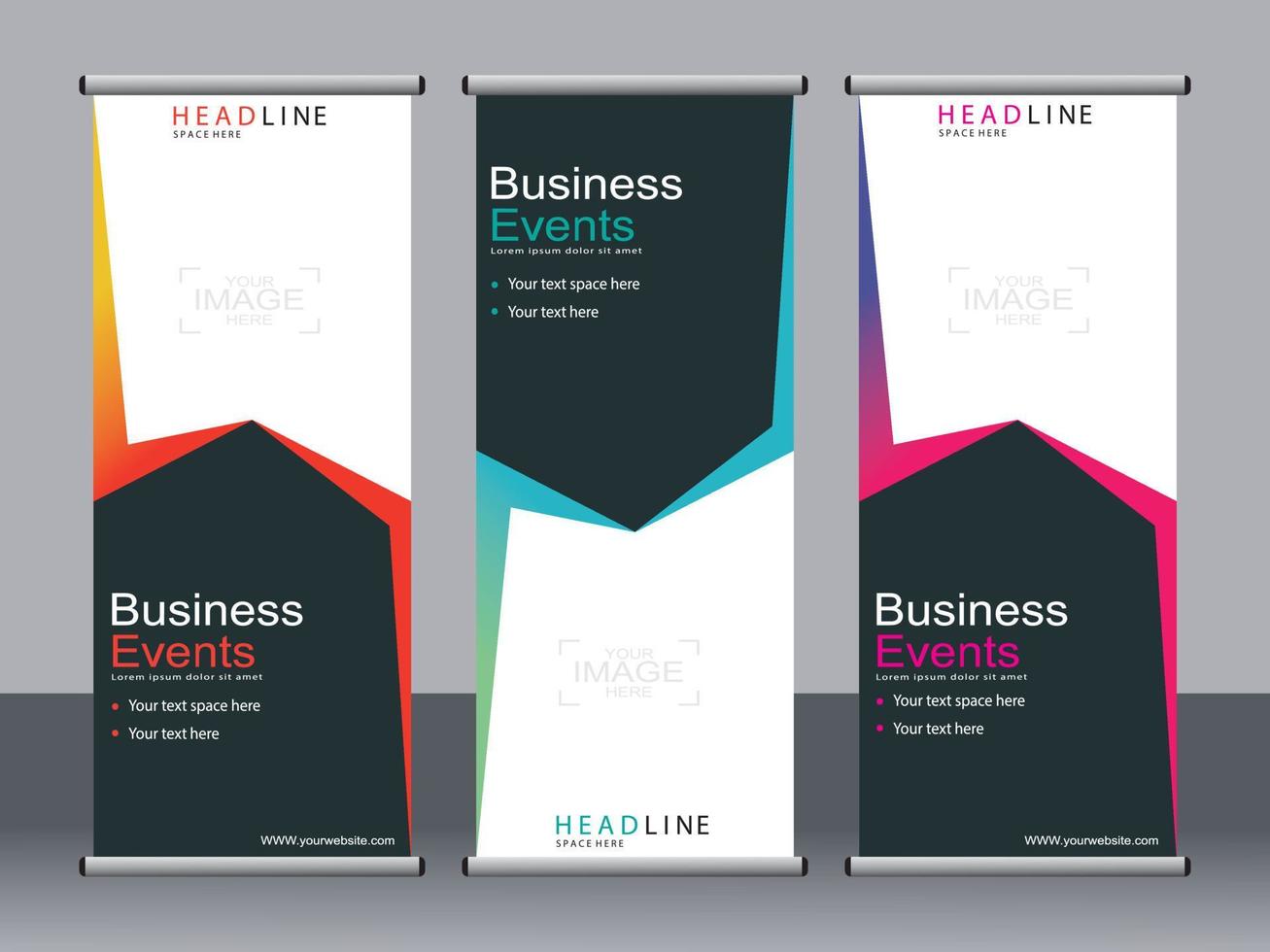 Business banner roll up set,standee banner template. vector