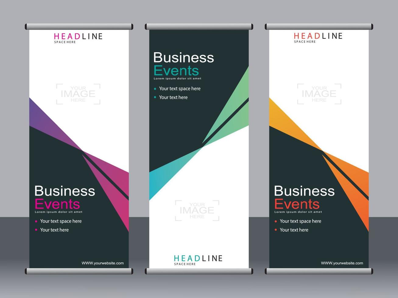 Business banner roll up set,standee banner template. vector