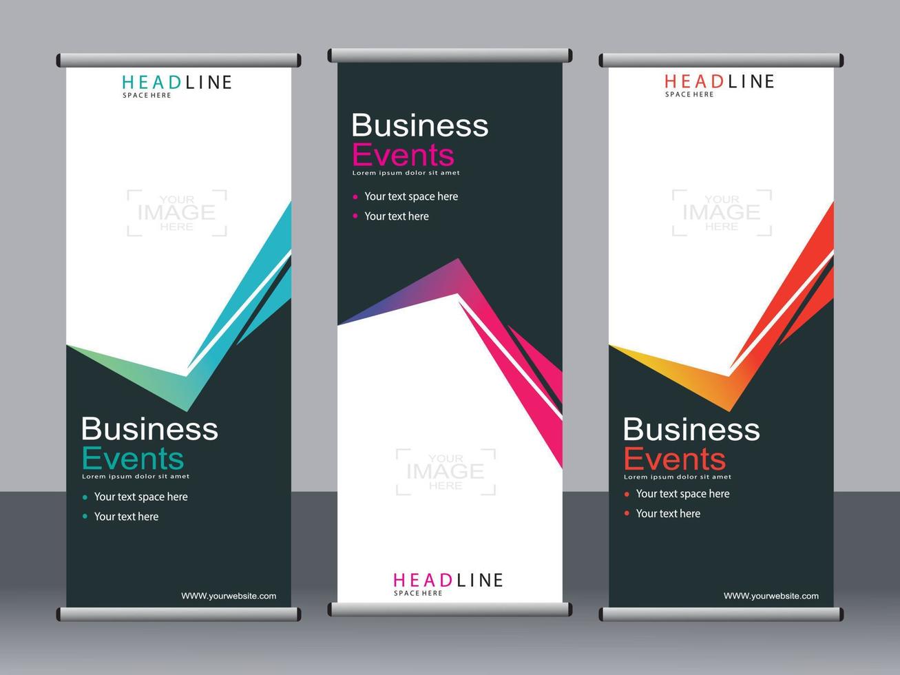 Business banner roll up set,standee banner template. vector