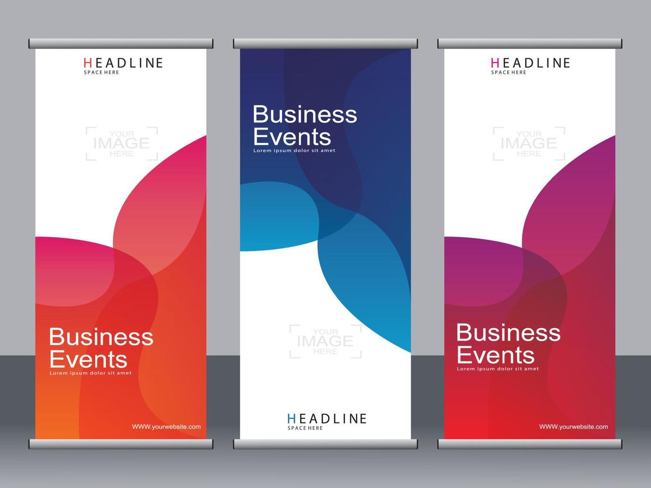 Business banner roll up set standee banner template. vector