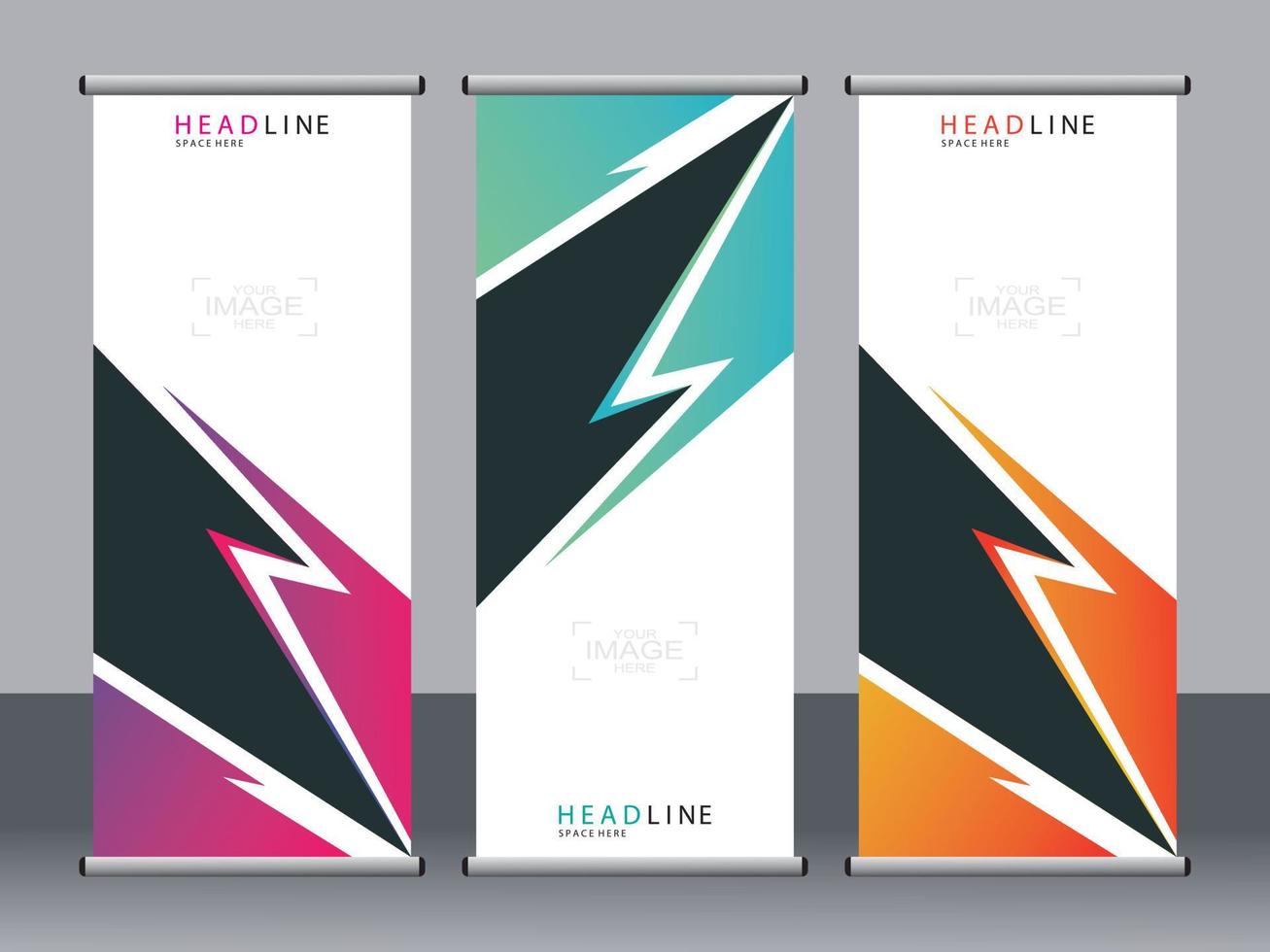 Business banner roll up set standee banner template. vector