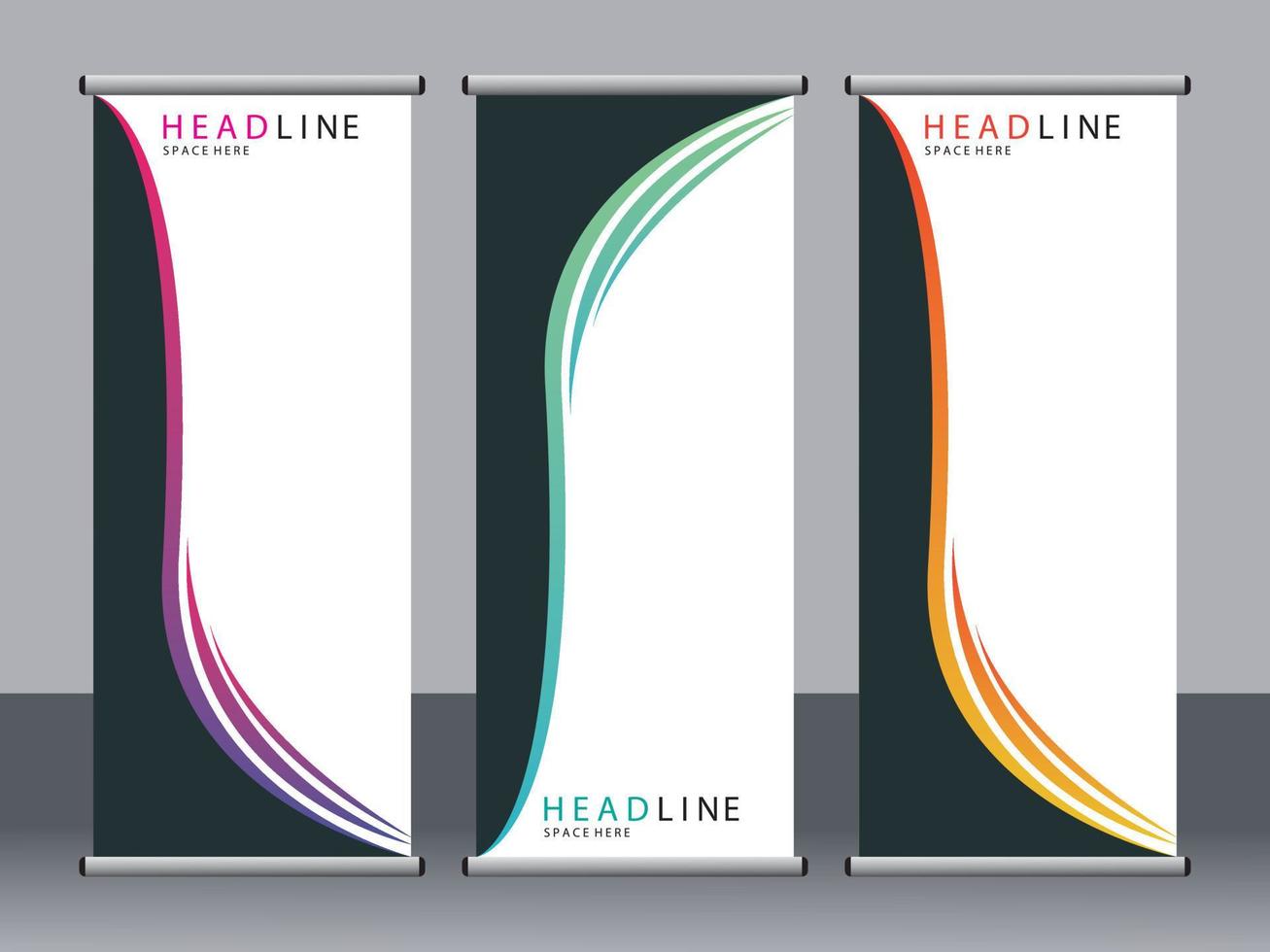 Business banner roll up set standee banner template. vector