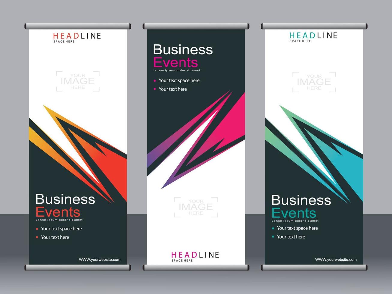 Business banner roll up set standee banner template. vector