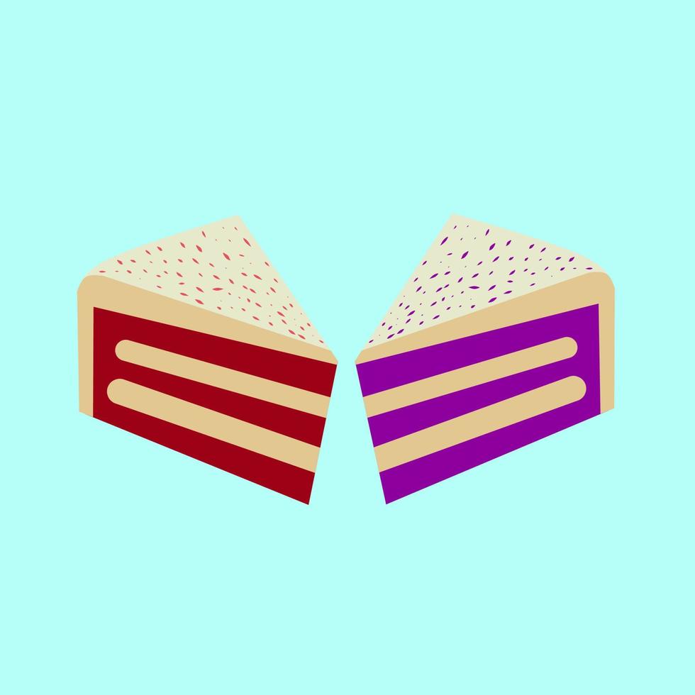 two slices of cake vector