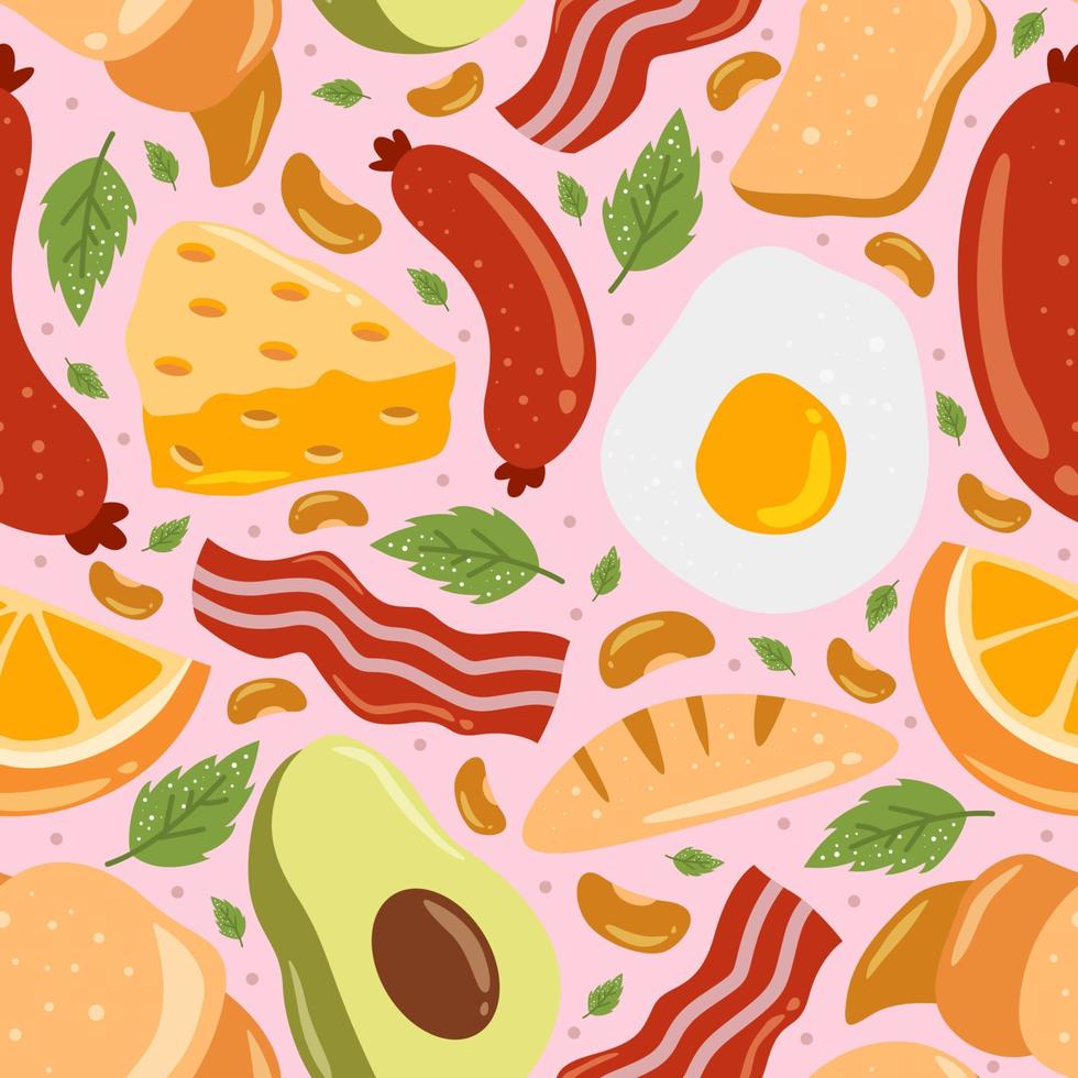Breakfast Doodle Element Seamless Pattern vector