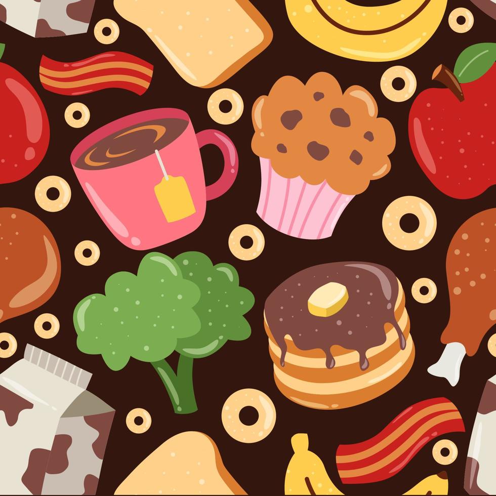 Food Doodle Element Seamless Pattern vector