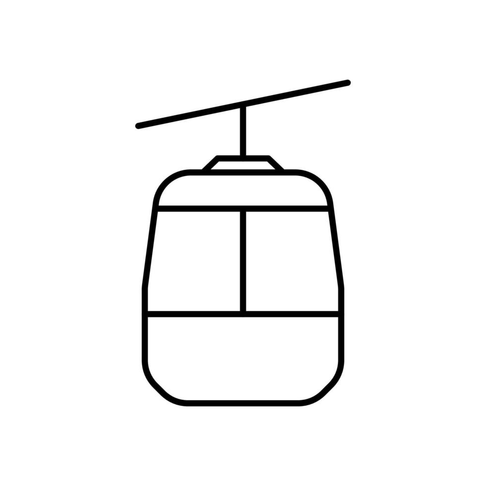 Cable Car Line Icon. Cablecar for Mountain Ski Linear Pictogram. Gondola, Funicular, Cableway, Lift Outline Symbol. Ropeway Black Sign for Tourism. Editable Stroke. Isolated Vector Illustration.