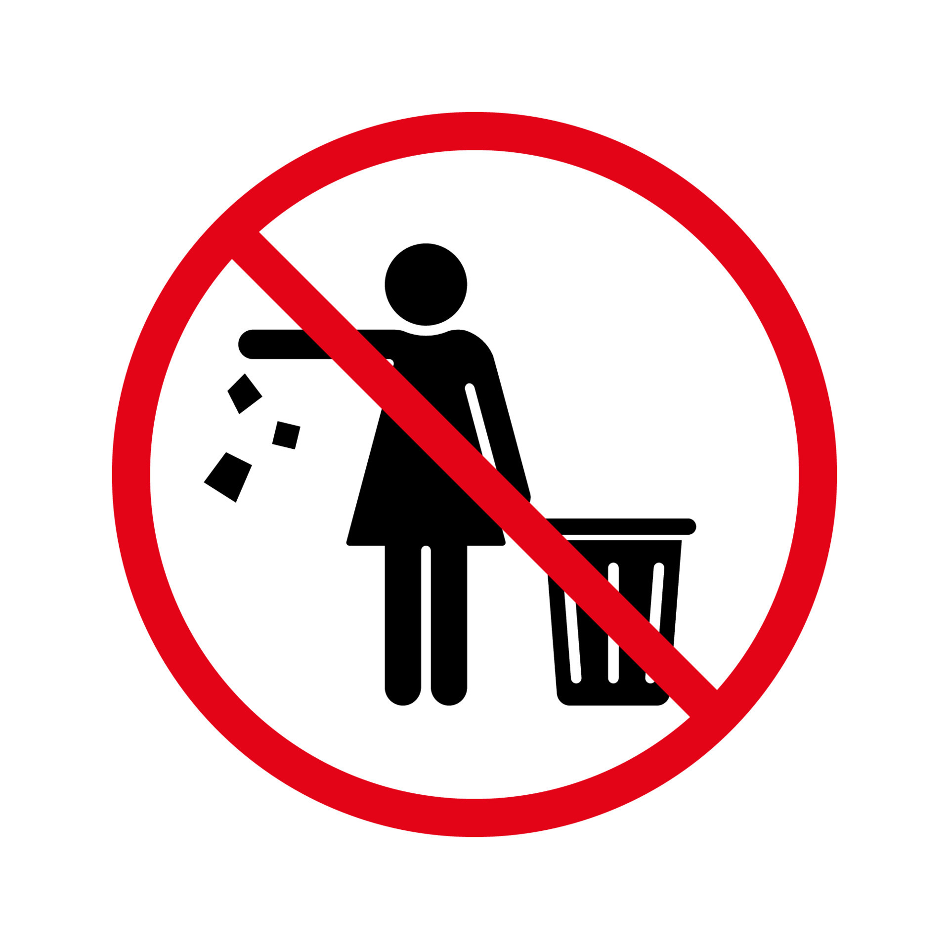 Forbidden Drop Rubbish Silhouette Icon. Do Not Throw Trash Glyph