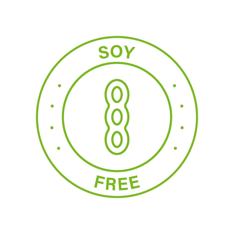 Soya Bean Free Line Green Icon. Soybean Label. No Allergy Food Product Symbol. Free Soy Bean, Legume Sign. Free Edamame Logo. Healthy Natural Diet Nutrition Stamp. Isolated Vector Illustration.
