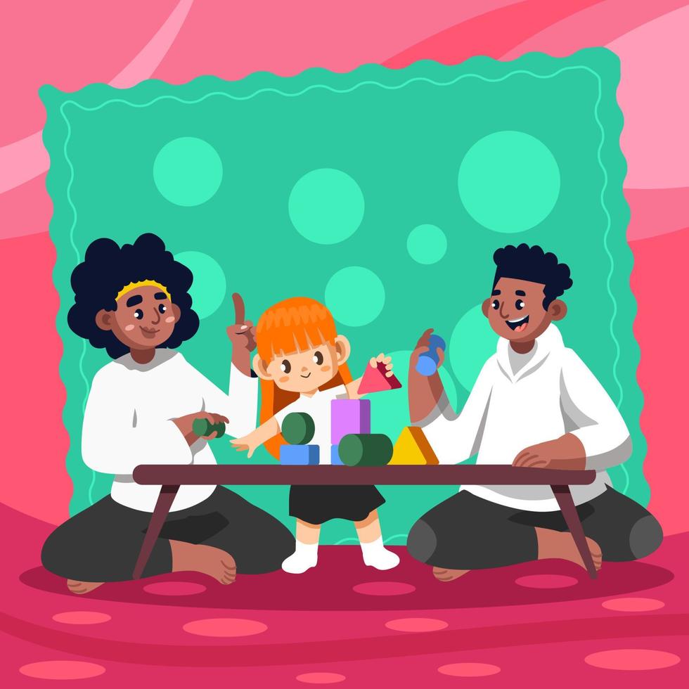 Lovely Fun Playing Games Interracial Family Concept vector