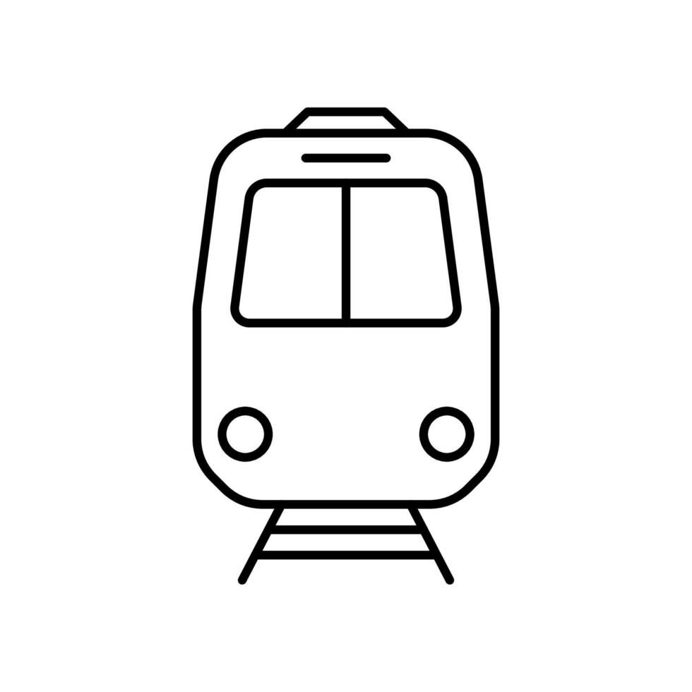 icono de línea de tren negro. Señal de estación de tren para pictograma de transporte público eléctrico. tren para el icono de esquema de viaje de vía férrea. símbolo de locomotora de carga. trazo editable. ilustración vectorial aislada. vector