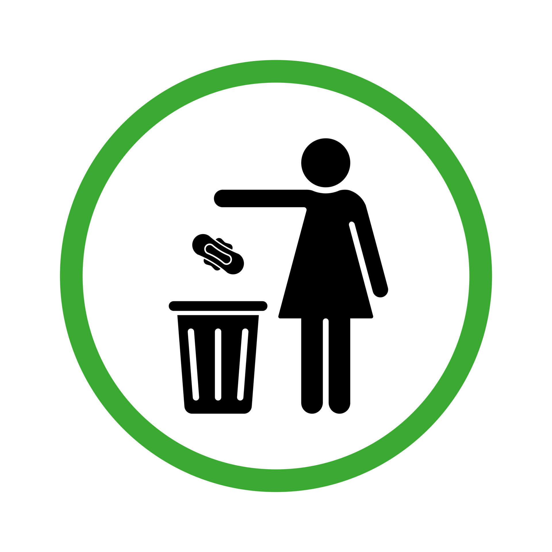 Woman Please Only Throw Litter in Bin Silhouette Icon. Allowed Throw