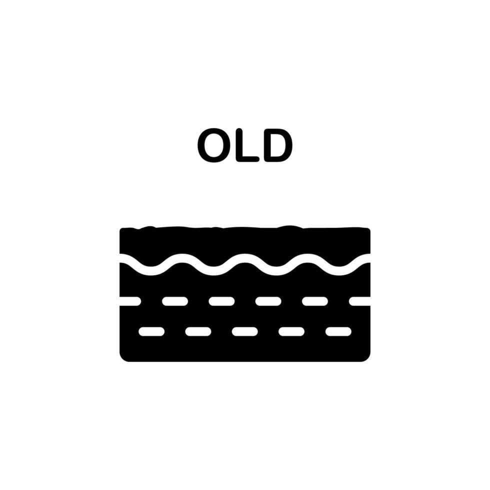 Old Skin Silhouette Icon. Dermis Structure of Aged Skin Black Pictogram. Wrinkle, not Elastic Flexible Smooth Skin Icon. Dermis Aging Prevention. Isolated Vector Illustration.