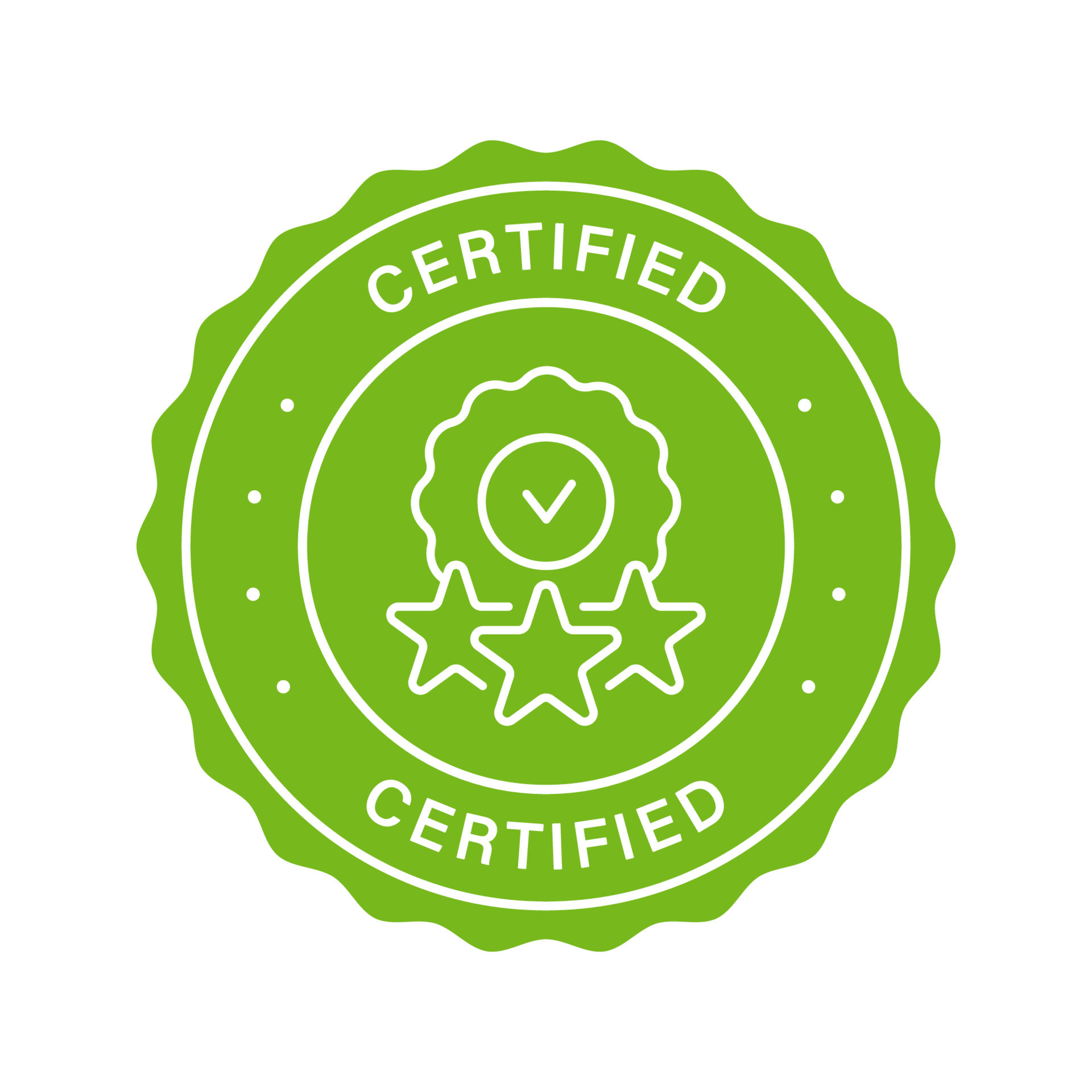 Certificate Good Quality Product Stamp. Safety Certified Green Label