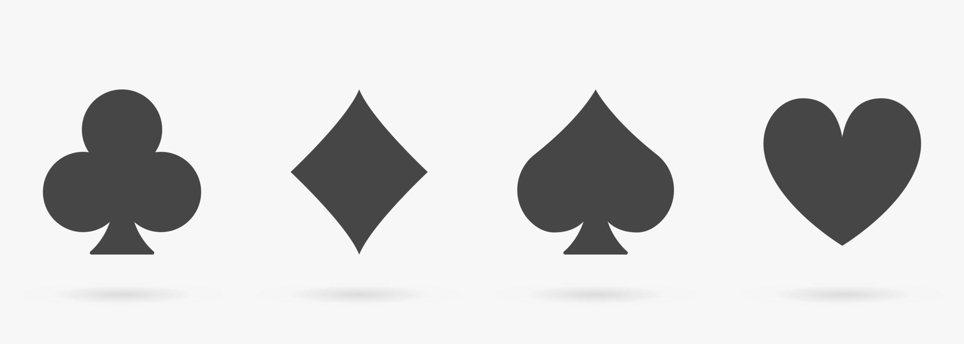 Poker Play Suit Set Glyph Pictogram. Playing Suit. Gambling Black Jack Club in Las Vegas Symbol. Card Suit Spade Black Silhouette Icon. Casino Game Flat Symbol. Isolated Vector Illustration.