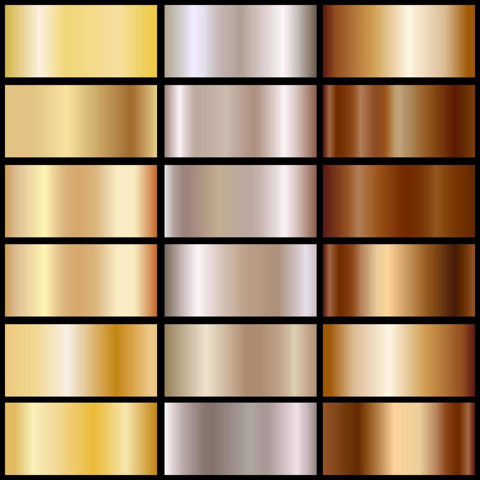 Holographic textures of gold and bronze foil in a large set. vector