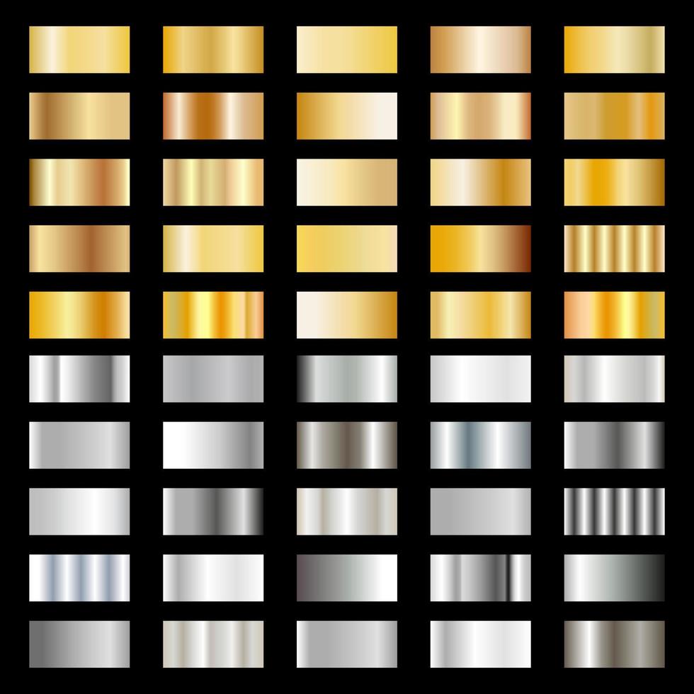 colección de gradientes de oro y plata en el fondo de la imagen vectorial. vector