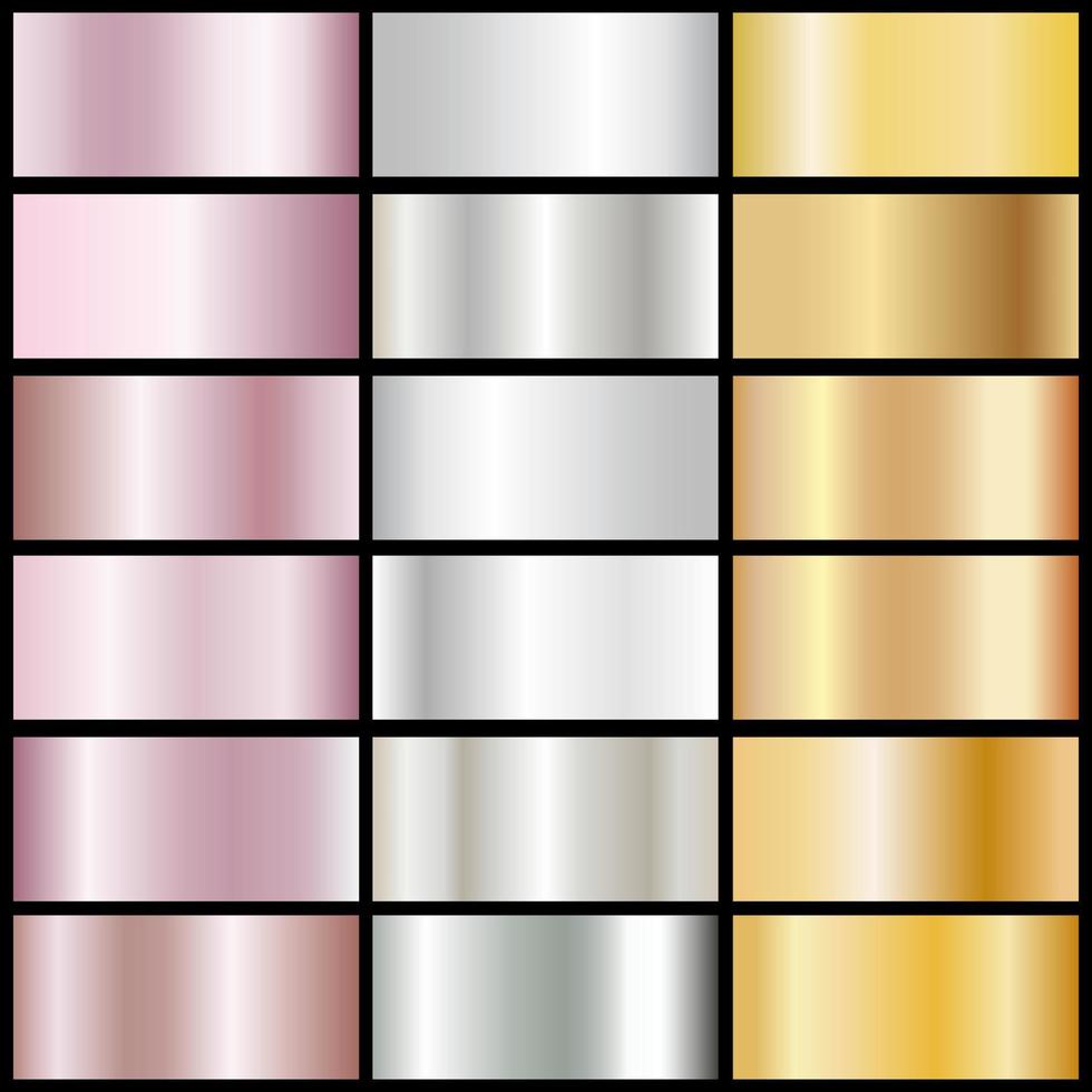 un conjunto de texturas holográficas hechas de láminas de oro, plata y rosa. gráficos vectoriales de patrones de arco iris brillantes. vector