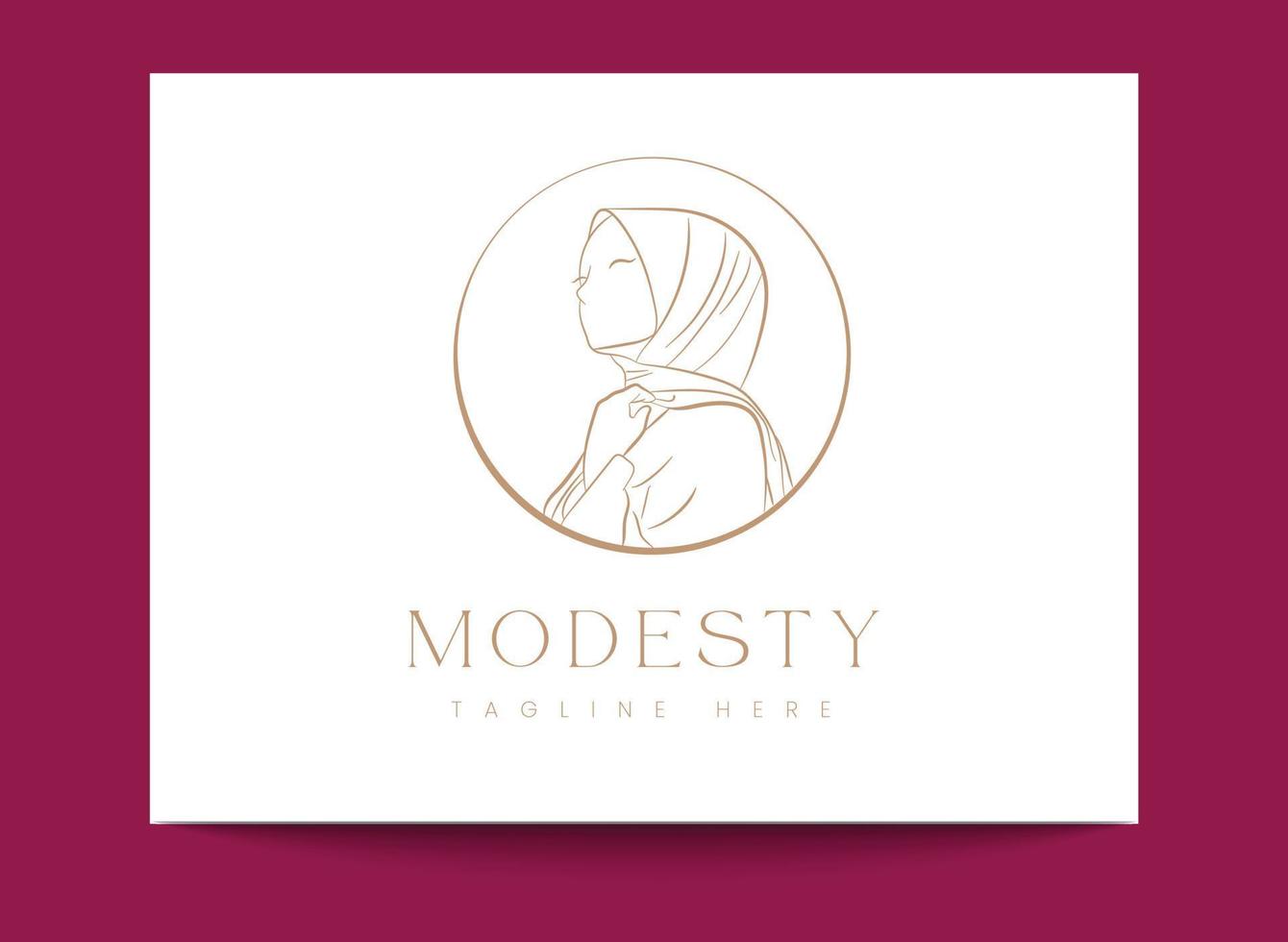 mujeres musulmanas minimalistas simples creativas de arte lineal que usan la plantilla de logotipo del emblema de hijab para la moda de hijab, la moda modesta o la belleza vector