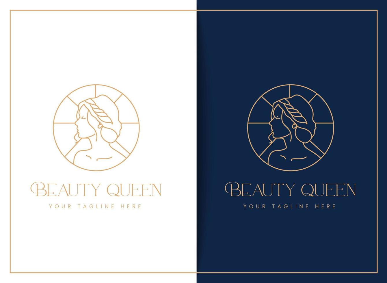 hand drawn minimal liner style feminine women face or portrait emblem badge logo template for beauty skin care spa hair salon cosmetics fashion business or industry vector