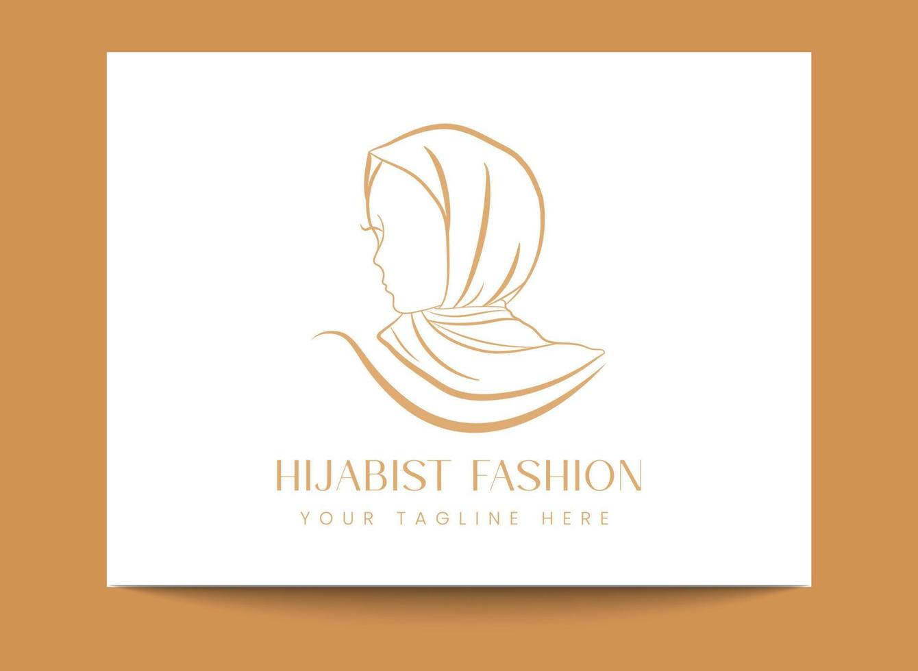linear art creative simple minimal Muslim  women wearing hijab  emblem logo template for hijab fashion , modest fashion or beauty vector