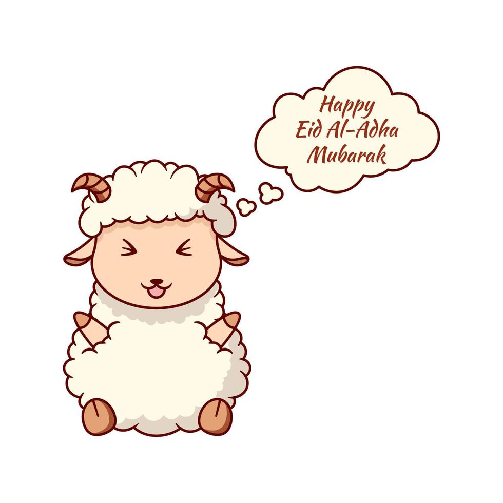 Happy eid al adha mubarak. hand drawn  cartoon. vector