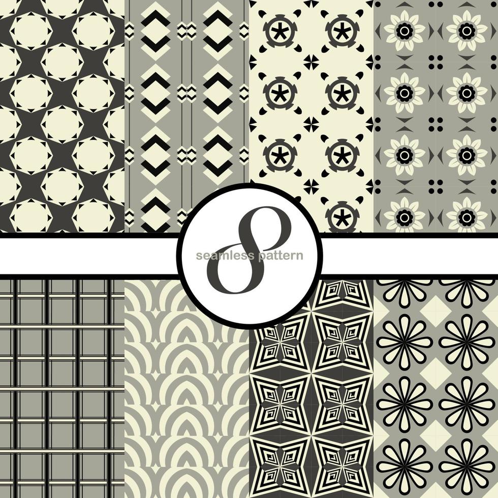 geometric seamless patterns vector set. yellow,brown and white color fabric pattern background