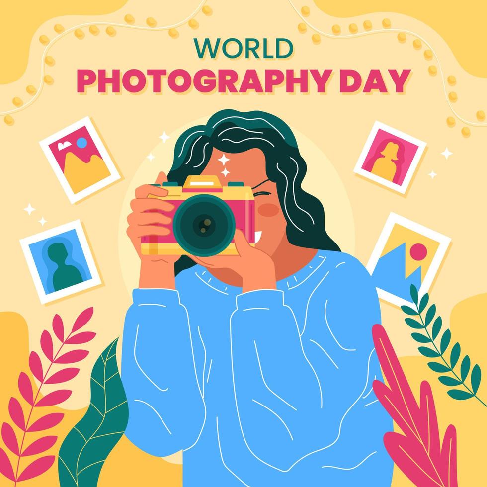 World Photography Day Concept vector