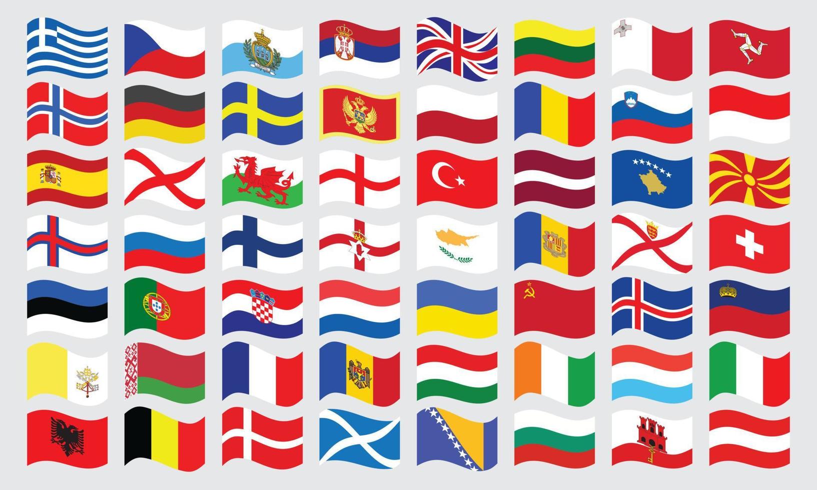 colección de banderas. ondeando banderas de europa vector
