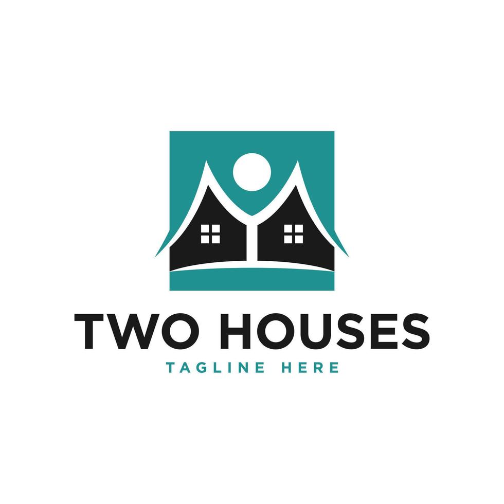 two houses illustration logo design with letter MY vector